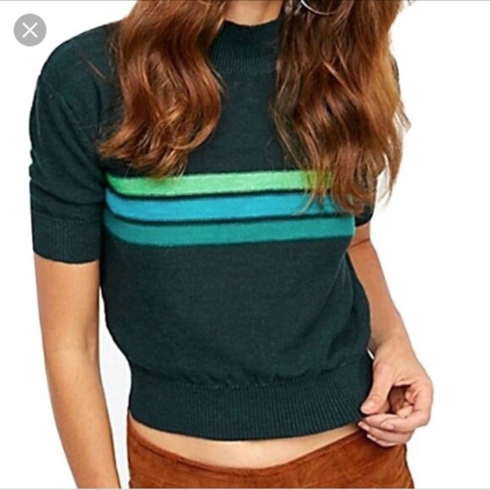 Free People Mock Neck short sleeve sweater